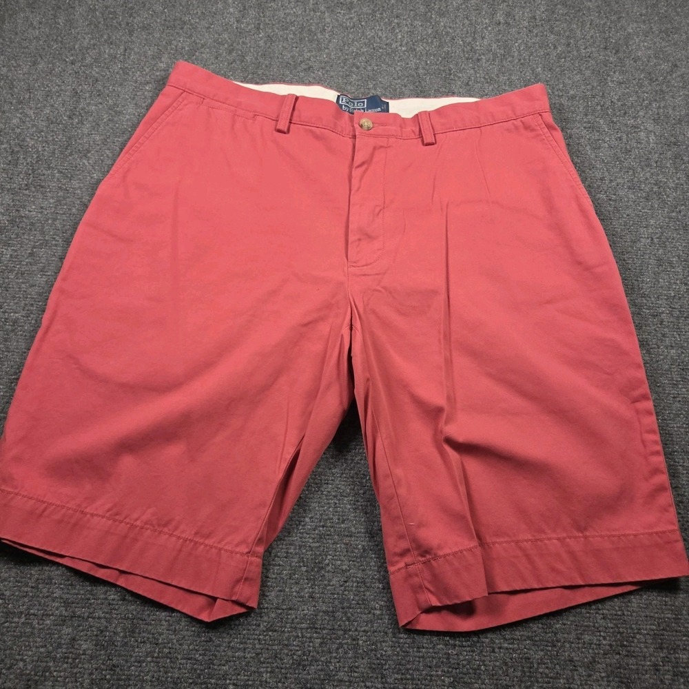Polo Ralph Lauren Shorts Mens 36 Red Classic Polo Chino Cotton 11 Inseam